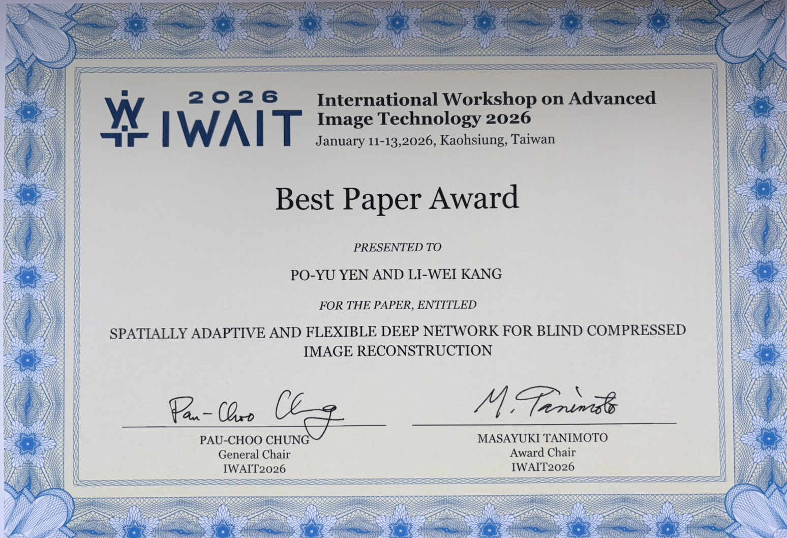 Best Paper Award at IWAIT 2026